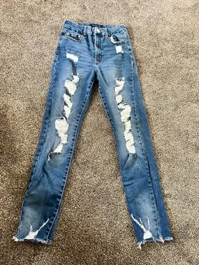 Aeropostale Ripped Light Blue Skinny Jeans women’s 6 super high rise curvy